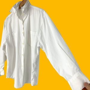 90s Jaclyn Smith VTG Oversize Boyfriend White Blouse Top Large  4022 Poplin Y2K